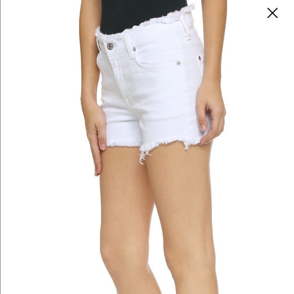 7 for All Mankind white denim Shorts - Picture 3 of 7